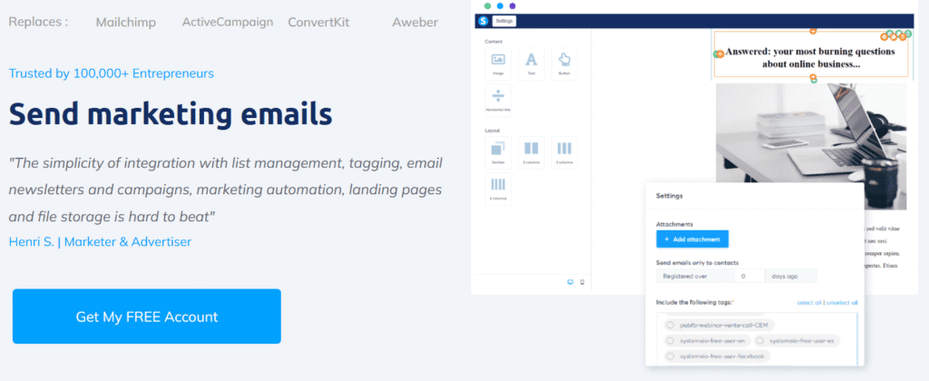 systeme.io vs kartra: systeme.io's email marketing