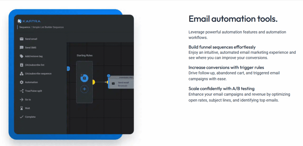 systeme.io vs kartra: kartra's email automation tools