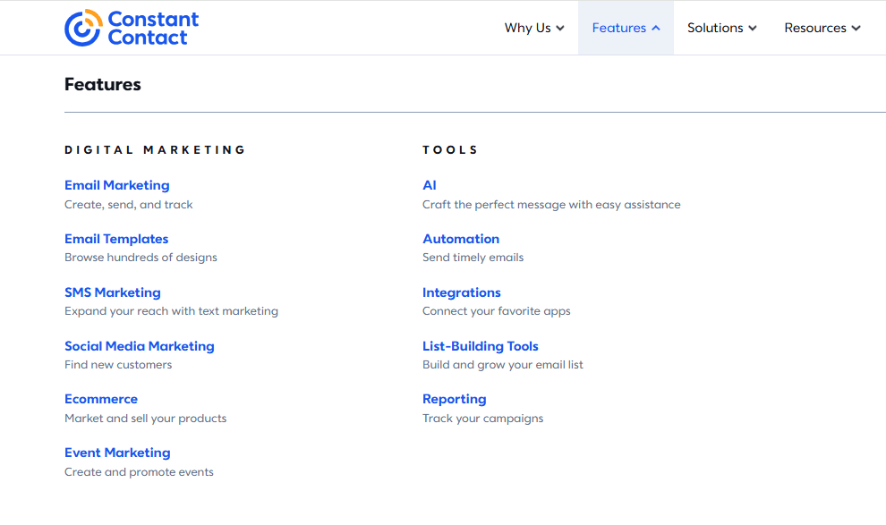 Constant Contact features