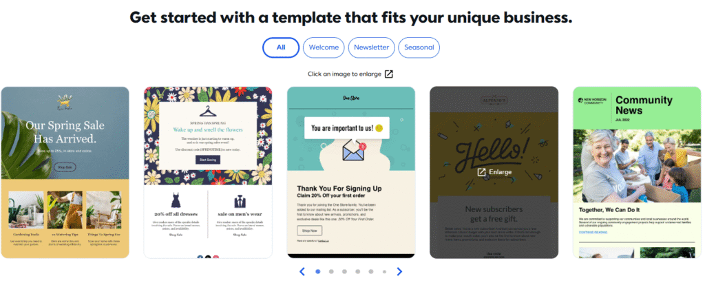 constant contact's email marketing templates