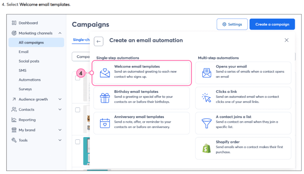 constant contact's automated welcome email.
