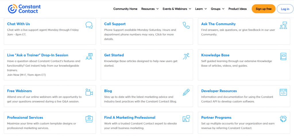 constant contact's customer support