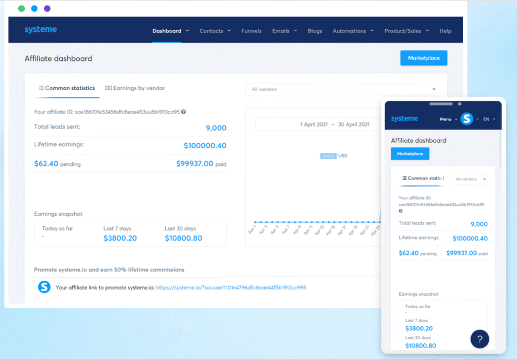systeme.io's affiliate platform