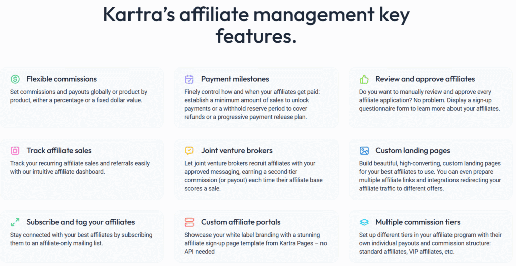 kartra's affiliate program features