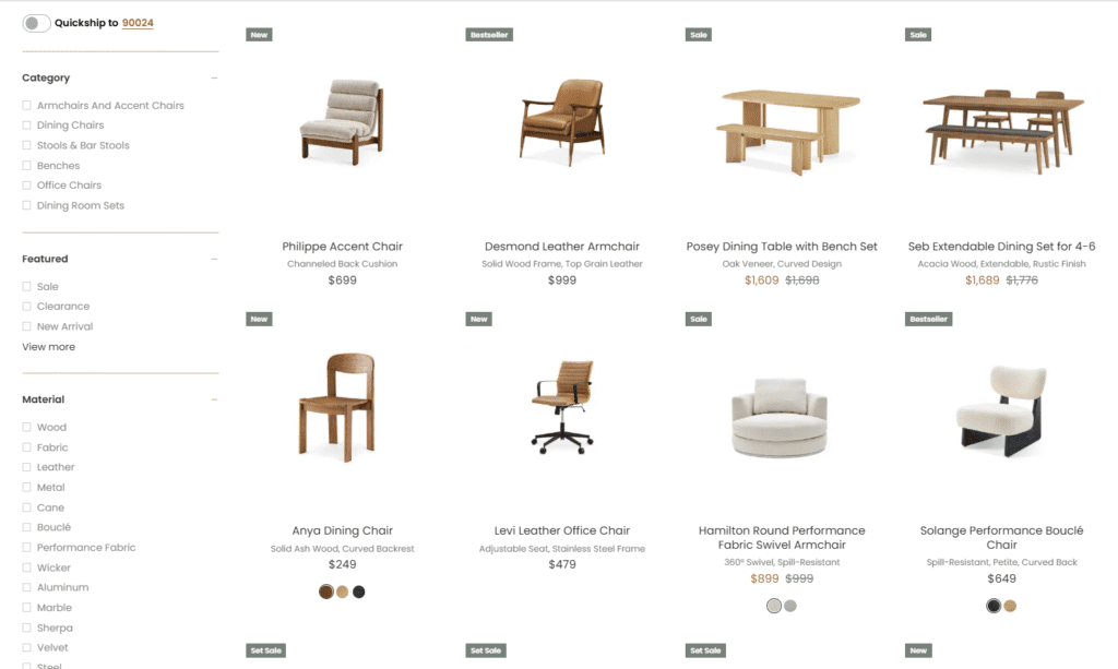 Castlery chairs and benches