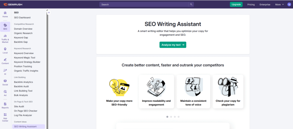 semrush vs ahrefs: semrush SEO Writing Assistant