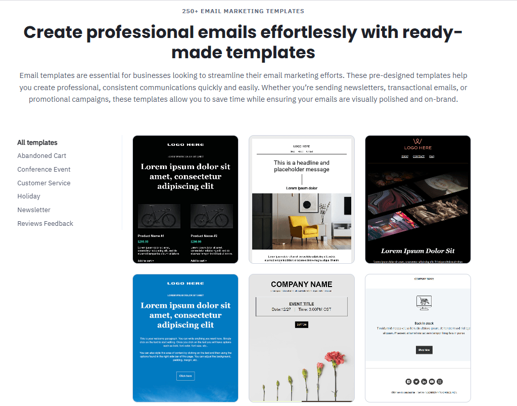 activecampaign vs mailerlite: activecampaign email marketing templates