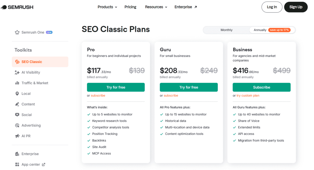 semrush vs ahrefs: ahrefs pricing plans