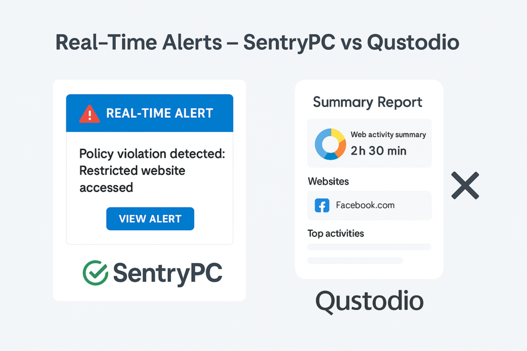 SentryPC vs Qustodio: SentryPC Real-Time Alert