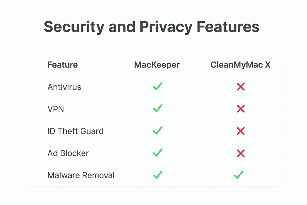 MacKeeper vs CleanMyMac X: Security and Privacy Features