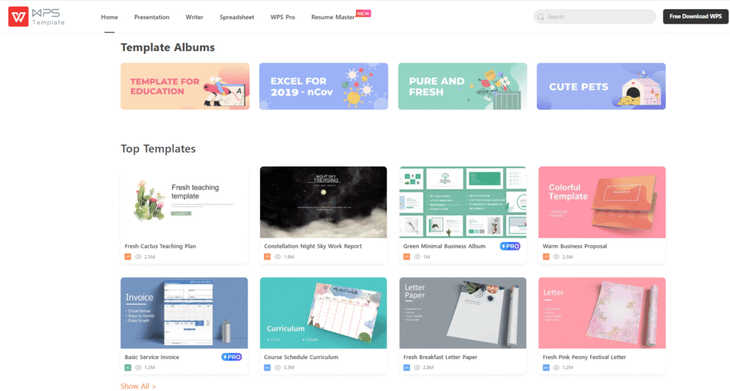 WPS Office vs Microsoft Office: WPS Office Templates