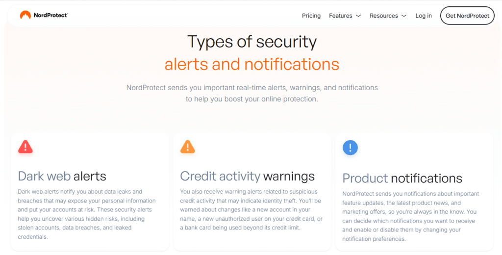 NordProtect Review: NordProtect Security Alerts