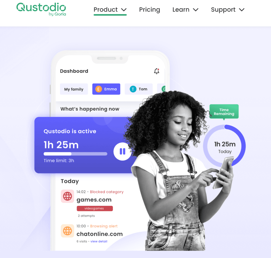 SentryPC vs Qustodio Review: Qustodio Dashboard