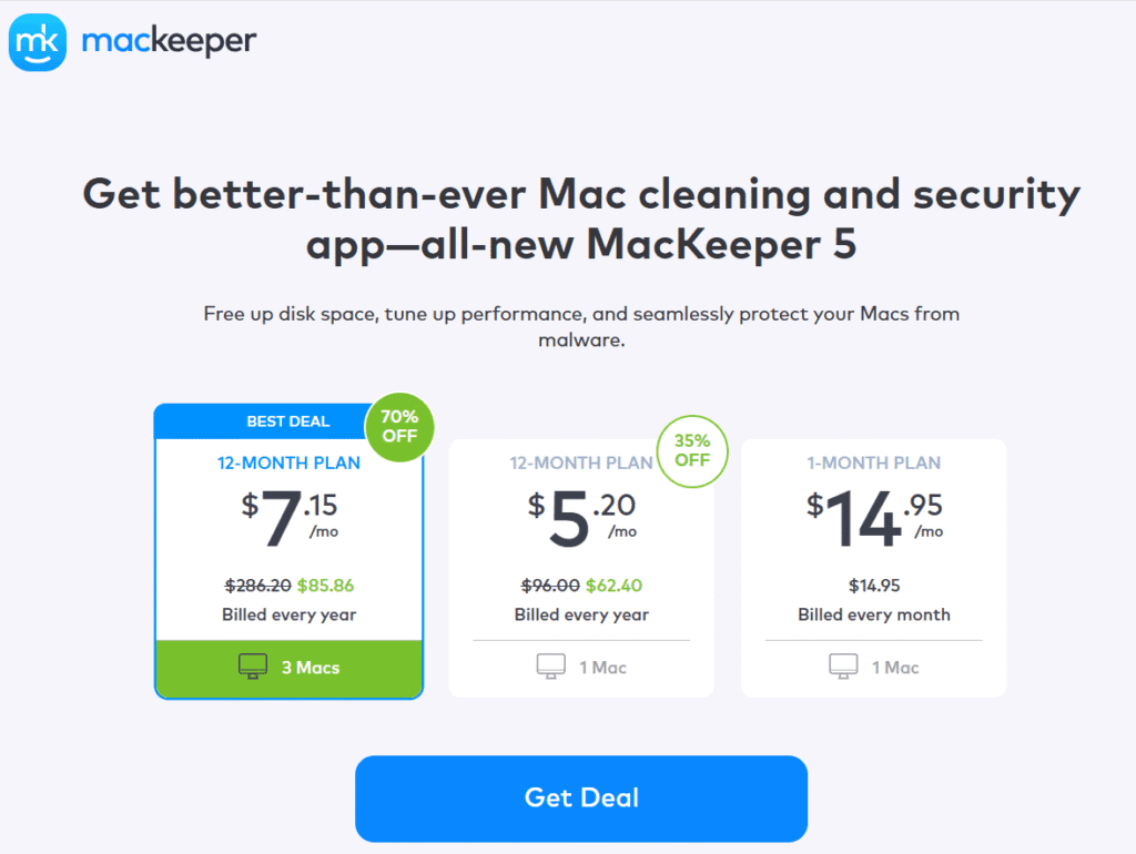 MacKeeper vs CleanMyMac X: MacKeeper Pricing Plans