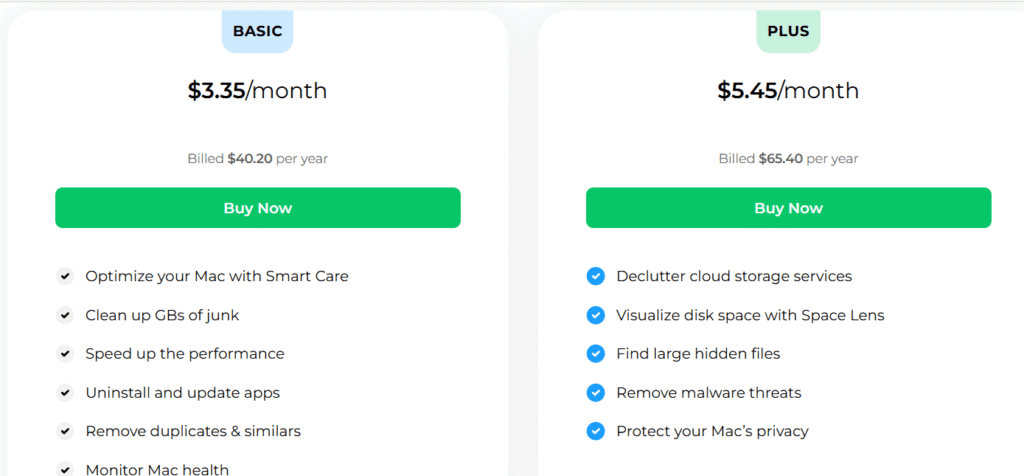 MacKeeper vs CleanMyMac X: CleanMyMac Pricing Plans
