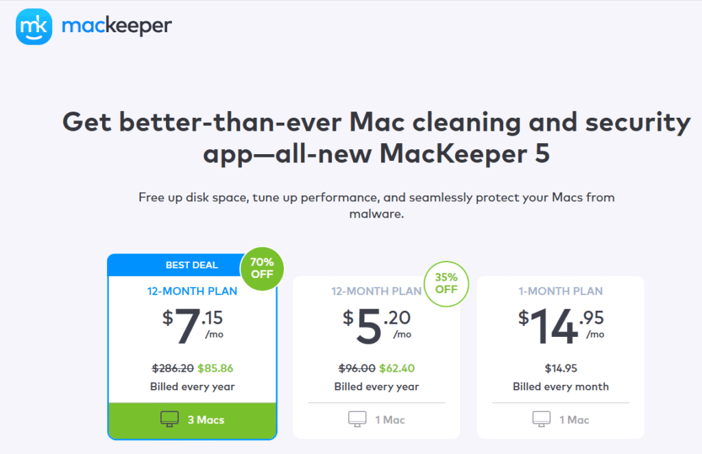 MacKeeper vs Norton 360: Mackeeper Pricing Plans