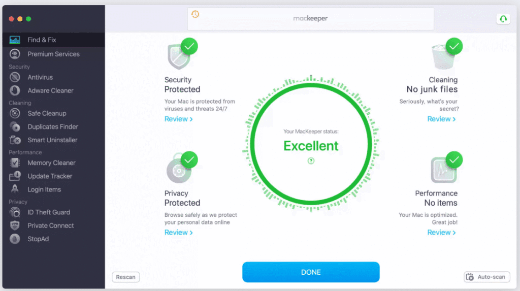 MacKeeper Review: MacKeeper Dashboard