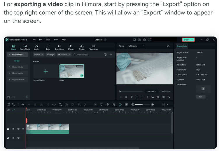 Filmora vs Adobe Premiere Pro: Filmora File Exporting