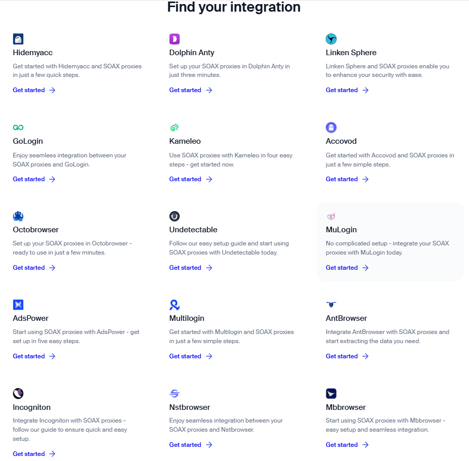 soax integration capabilities