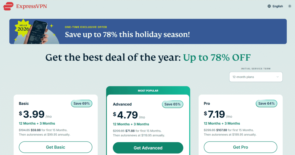 nordvpn vs expressvpn: expressvpn pricing plans