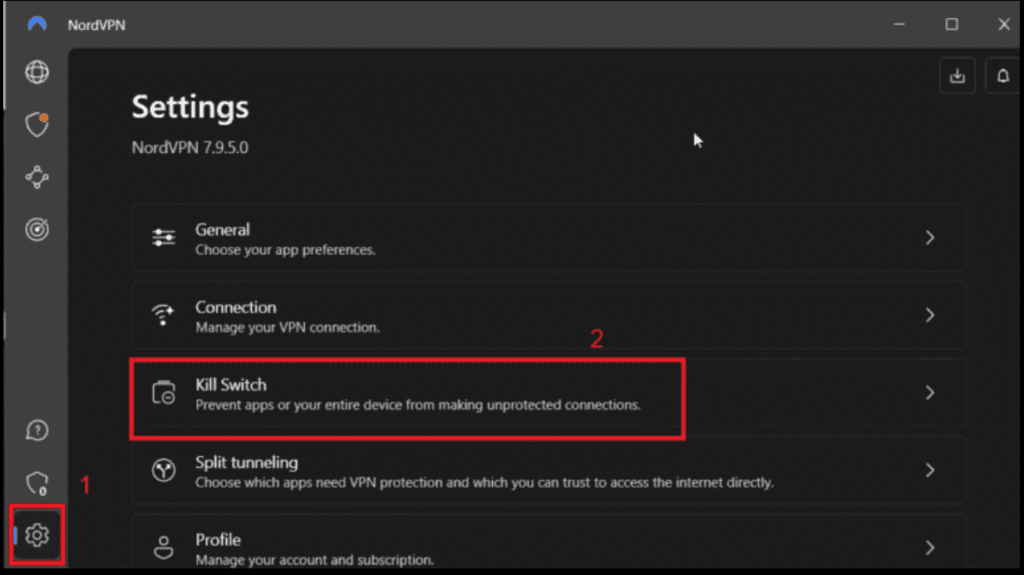 Nordvpn not connecting: Nordvpn setting