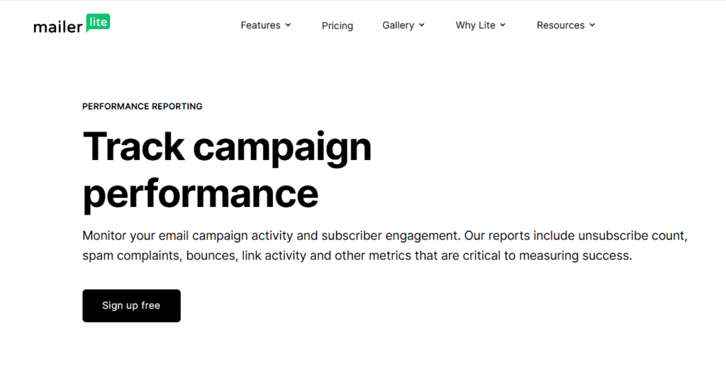 Mailerlite vs Constant Contact: Mailerlite analytics and reporting