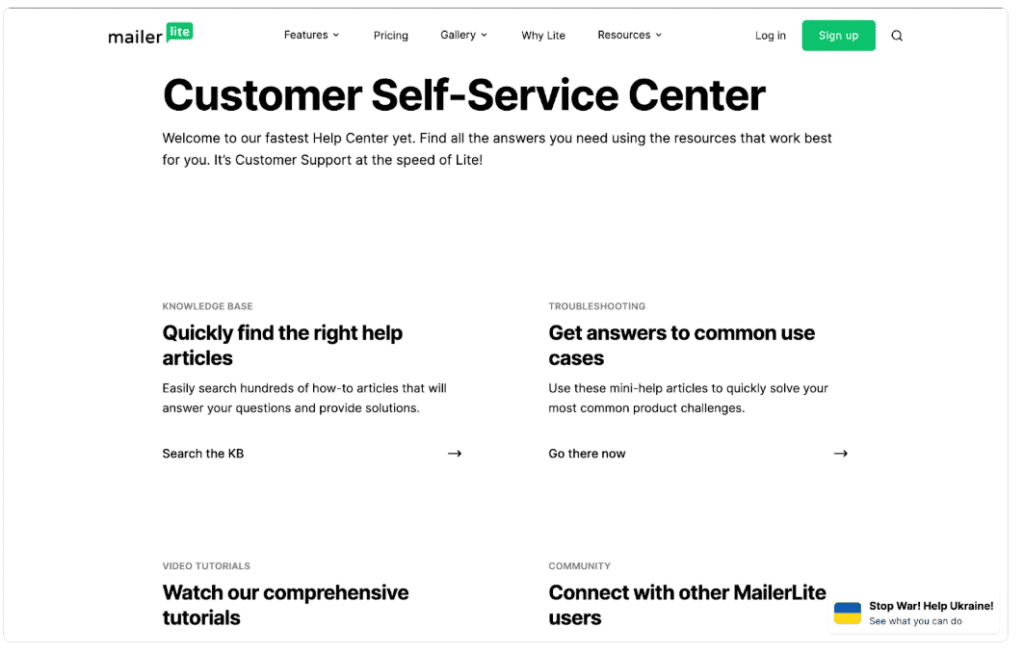 Mailerlite vs Constant Contact: Mailerlite customer support