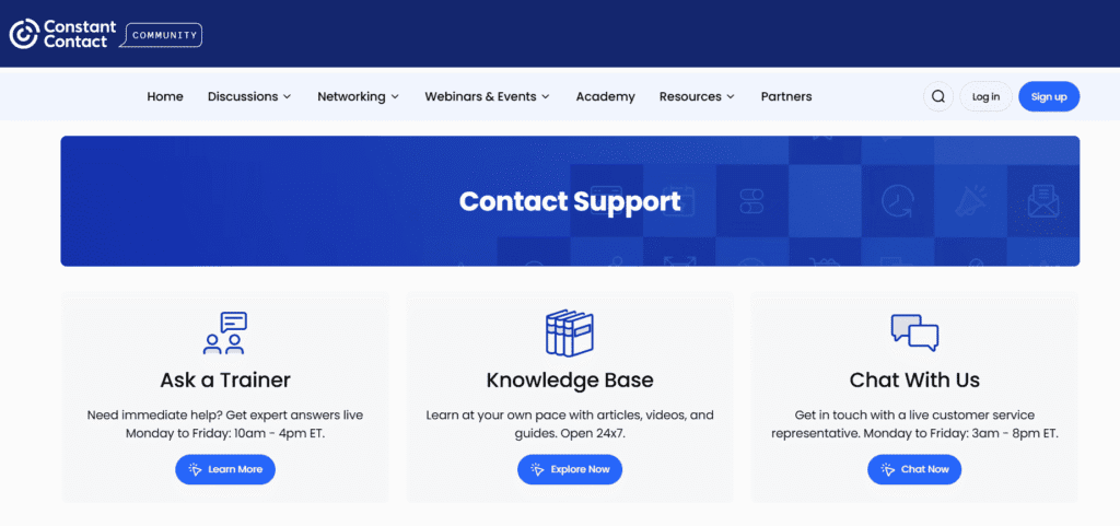 Mailerlite vs Constant Contact: Constant Contact customer support