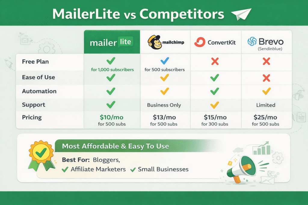 mailerlite vs competitors